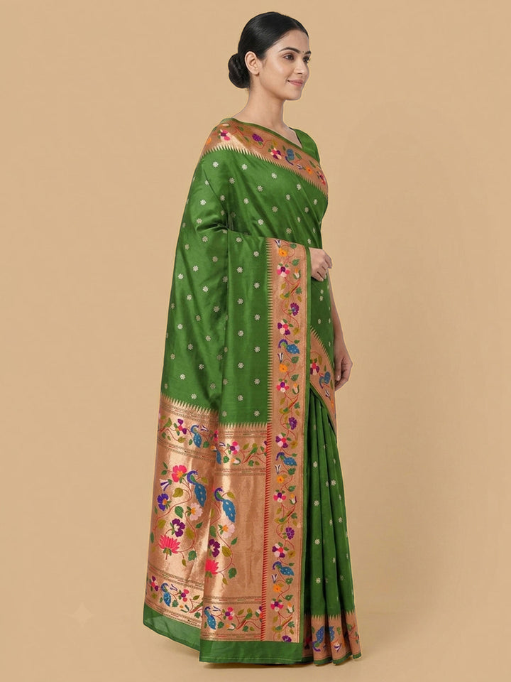 Green Woven Design Art Silk Saree