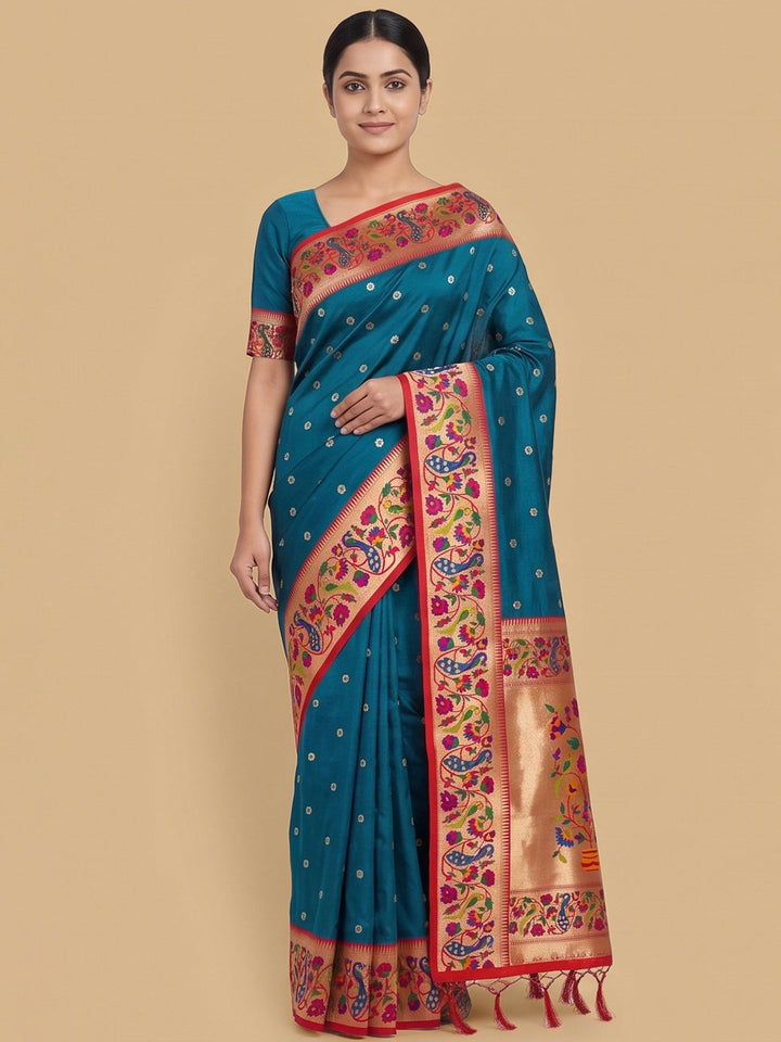 Blue Woven Design Art Silk Saree