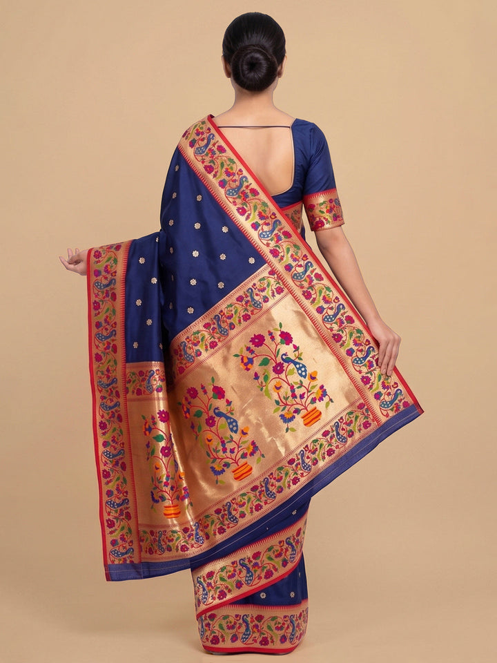 Navy-Blue Woven Design Art Silk Saree