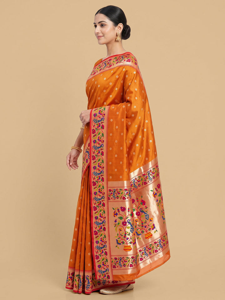 Orange Woven Design Art Silk Saree