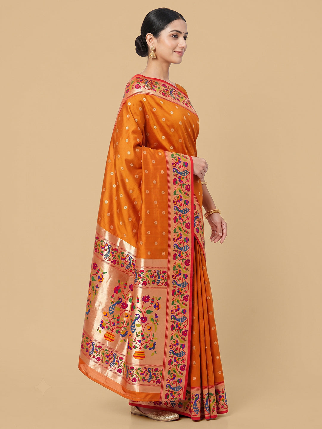 Orange Woven Design Art Silk Saree