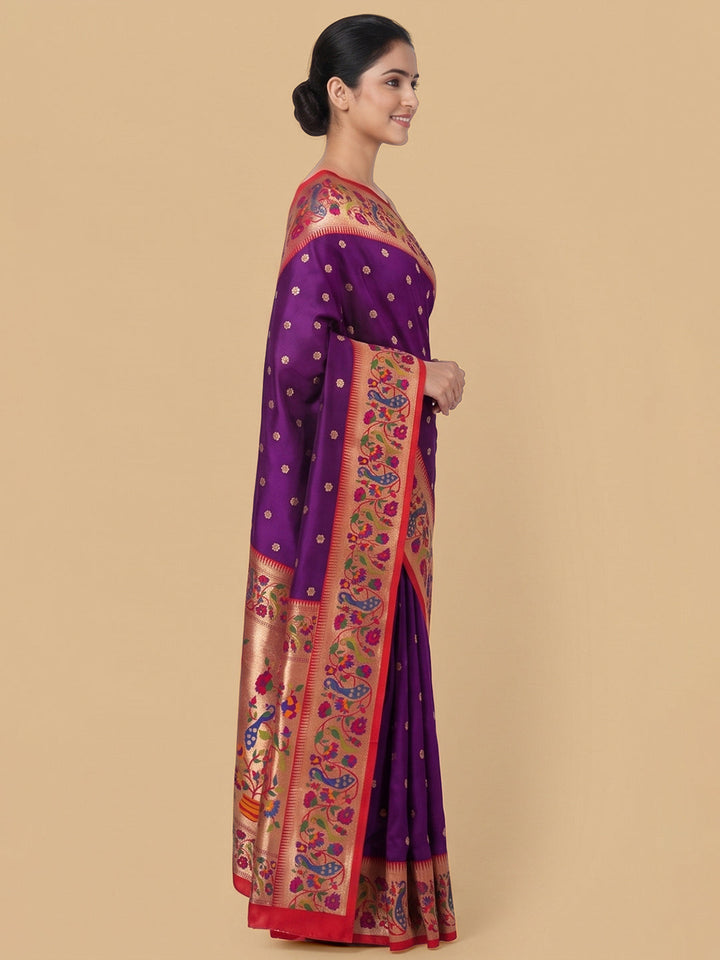 Purple Woven Design Art Silk Saree