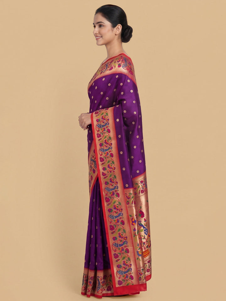 Purple Woven Design Art Silk Saree