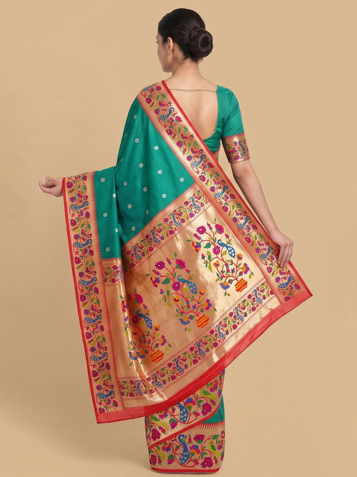 Rama-Green Woven Design Art Silk Saree
