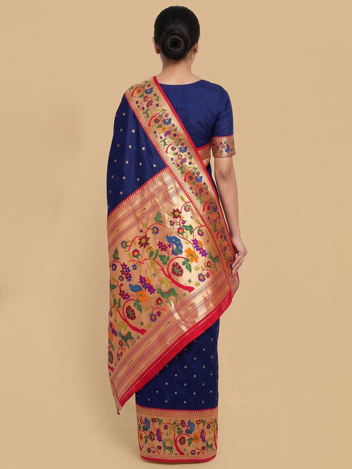 Navy-Blue Woven Design Art Silk Saree