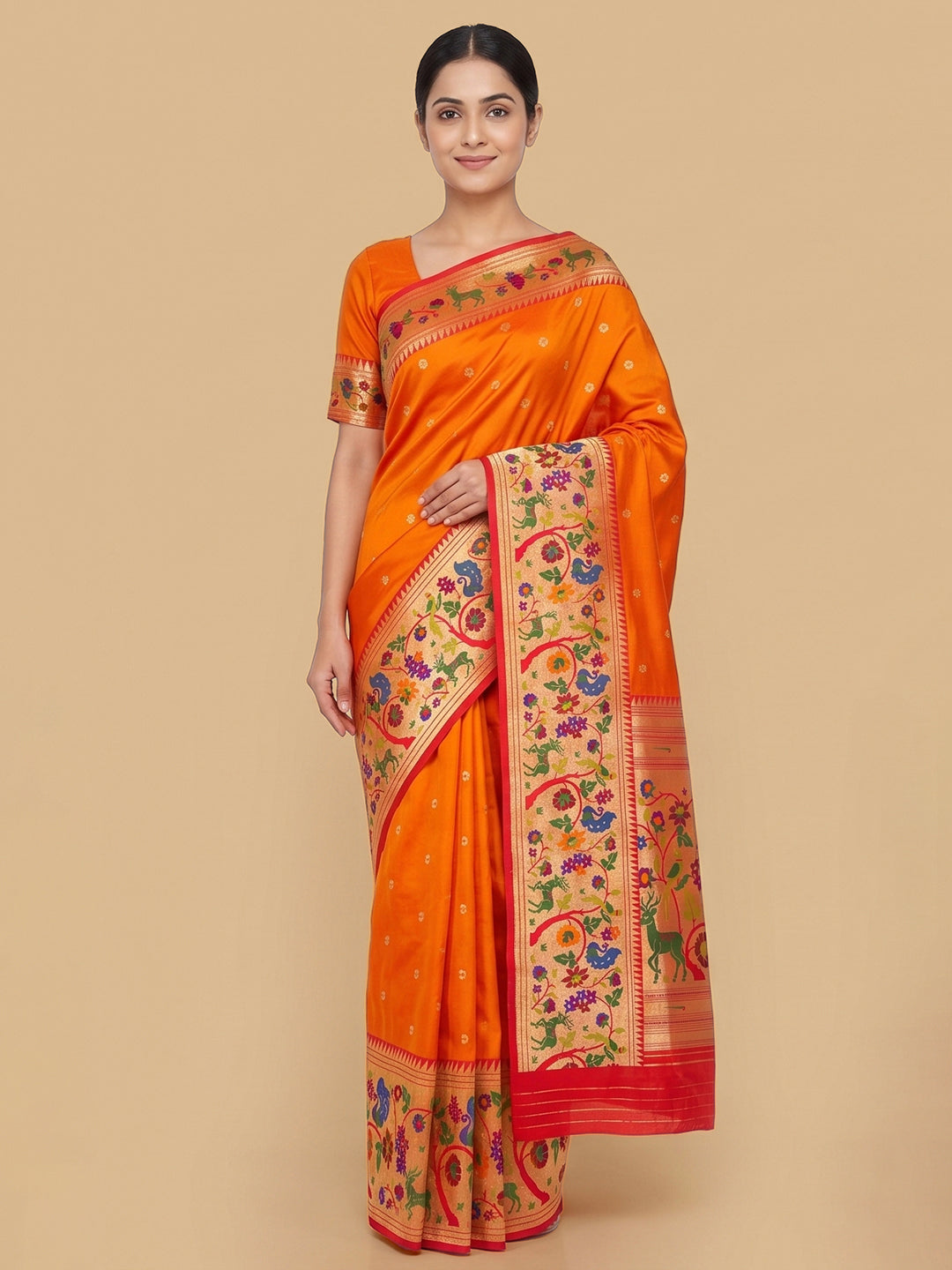 Orange Woven Design Art Silk Saree