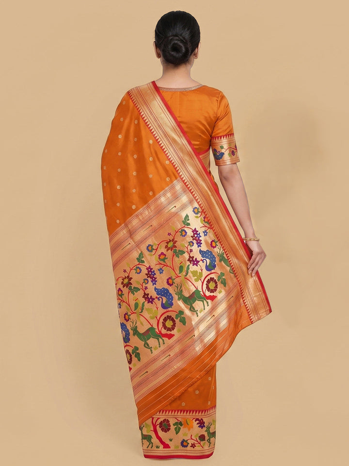 Orange Woven Design Art Silk Saree