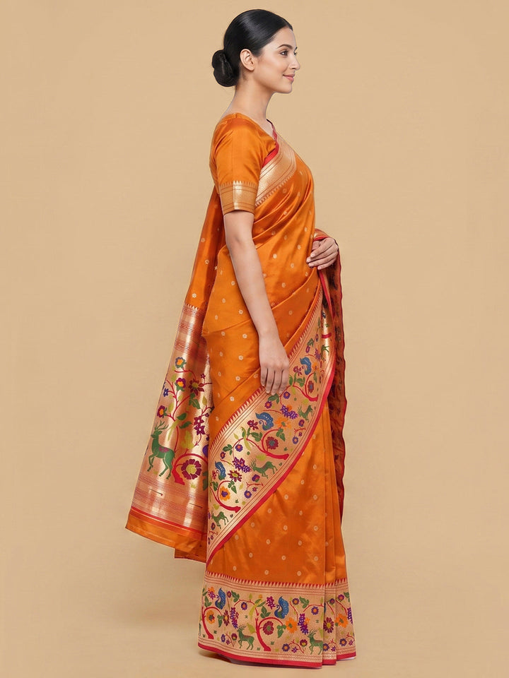 Orange Woven Design Art Silk Saree