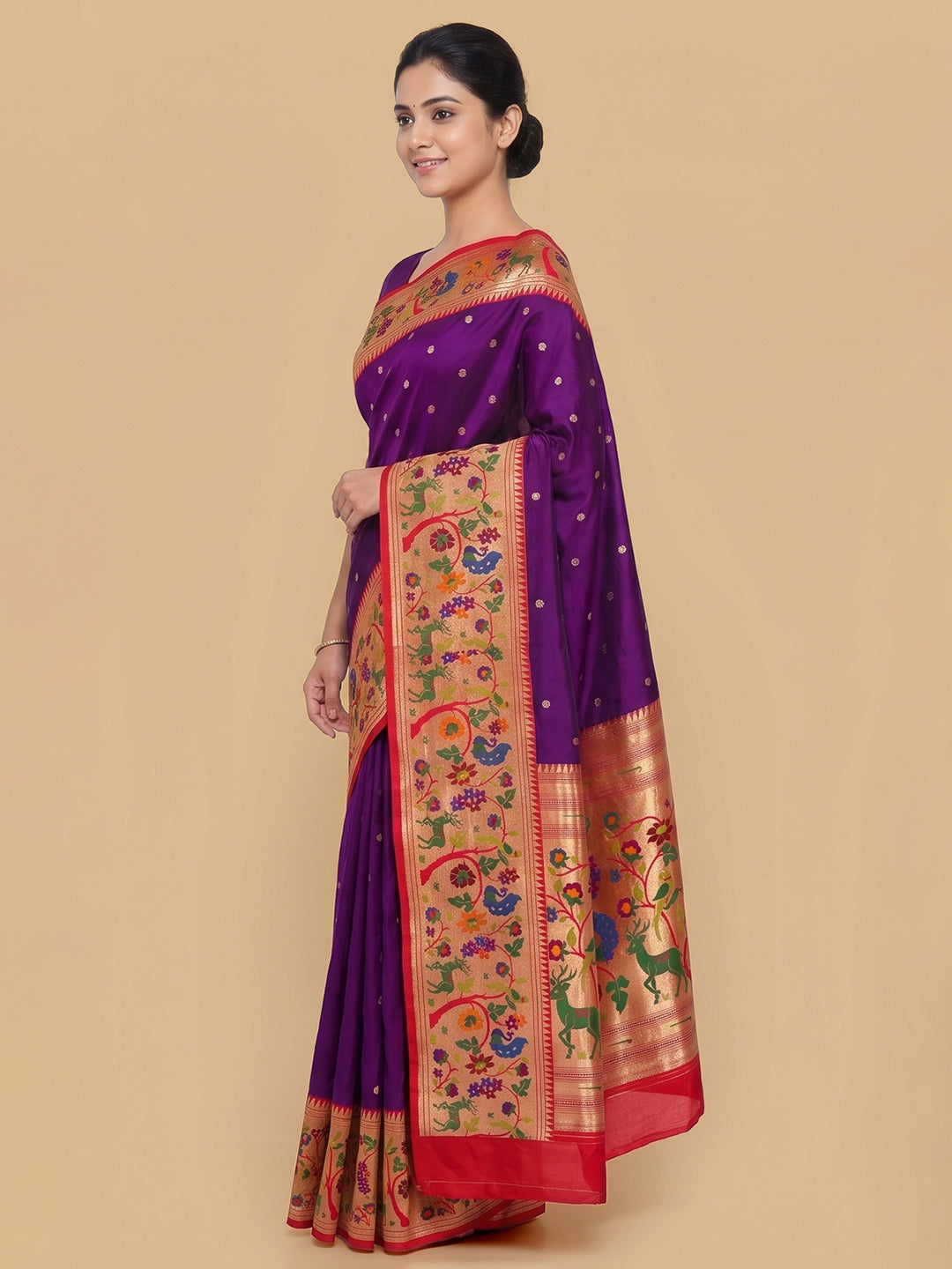 Purple Woven Design Art Silk Saree