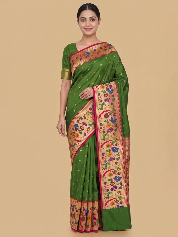 Rama-Green Woven Design Art Silk Saree