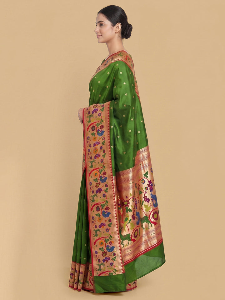 Rama-Green Woven Design Art Silk Saree