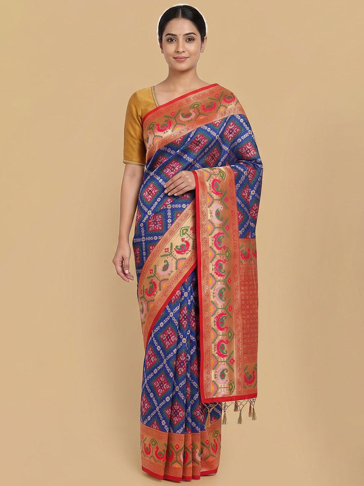 Navy-Blue Woven Design Art Silk Saree