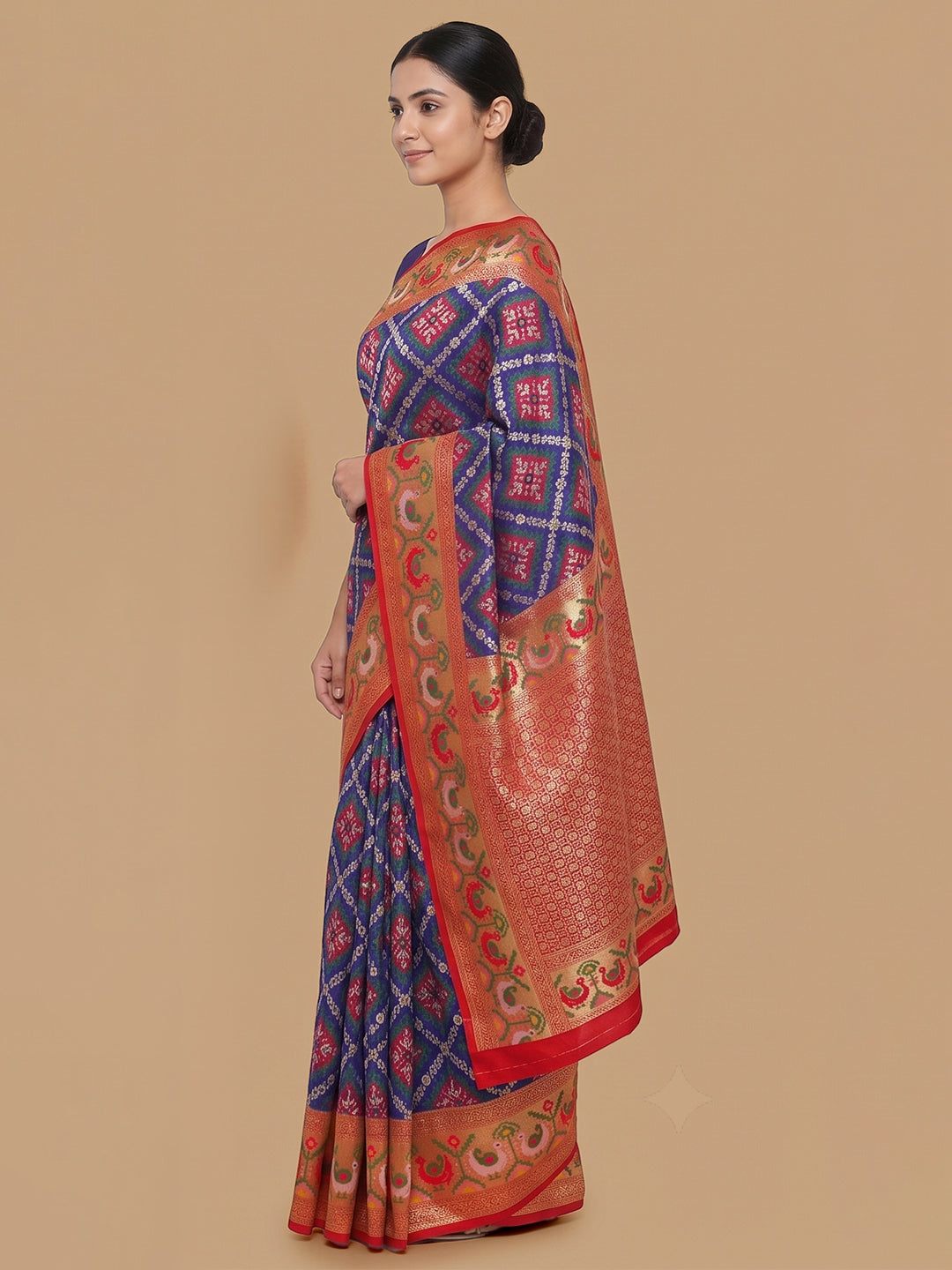 Navy-Blue Woven Design Art Silk Saree