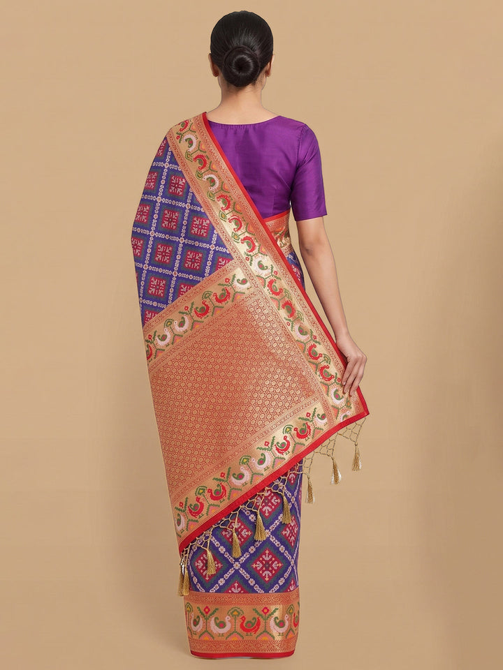 Navy-Blue Woven Design Art Silk Saree