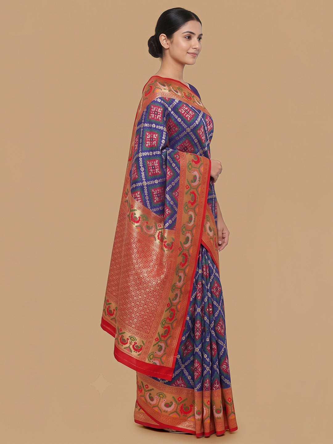 Navy-Blue Woven Design Art Silk Saree