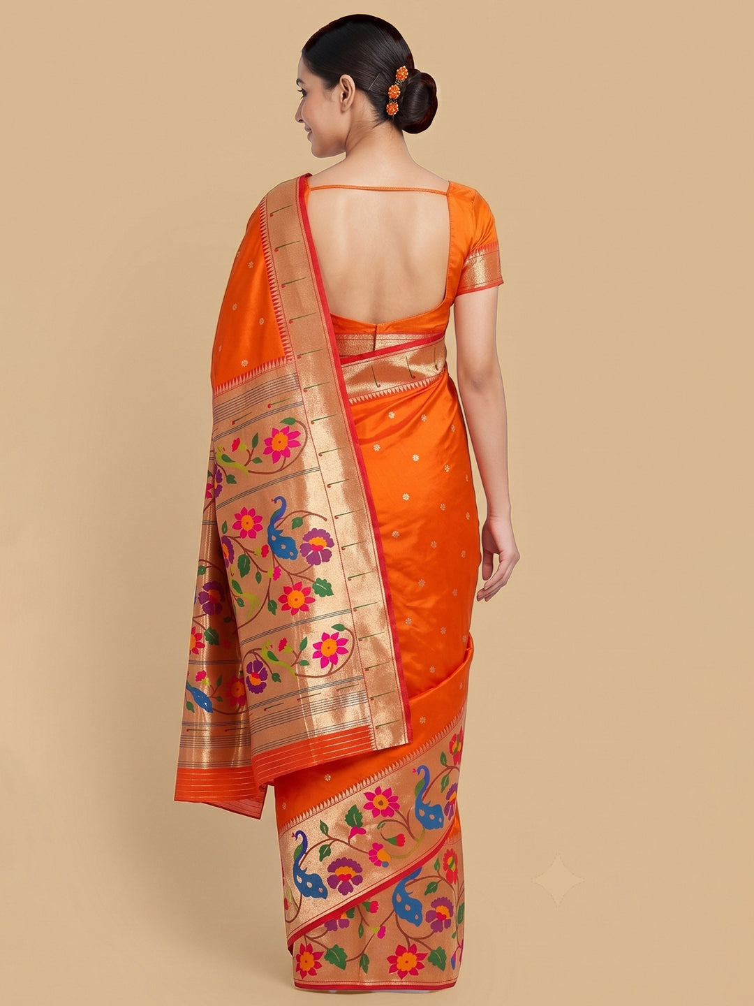 Orange Woven Design Art Silk Saree