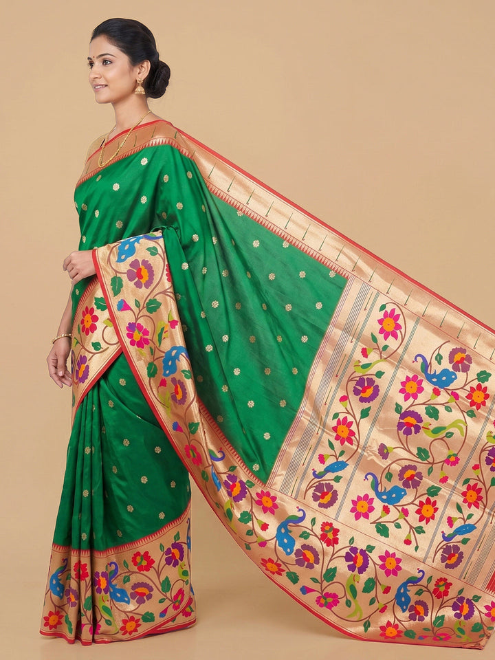 Rama-Green Woven Design Art Silk Saree
