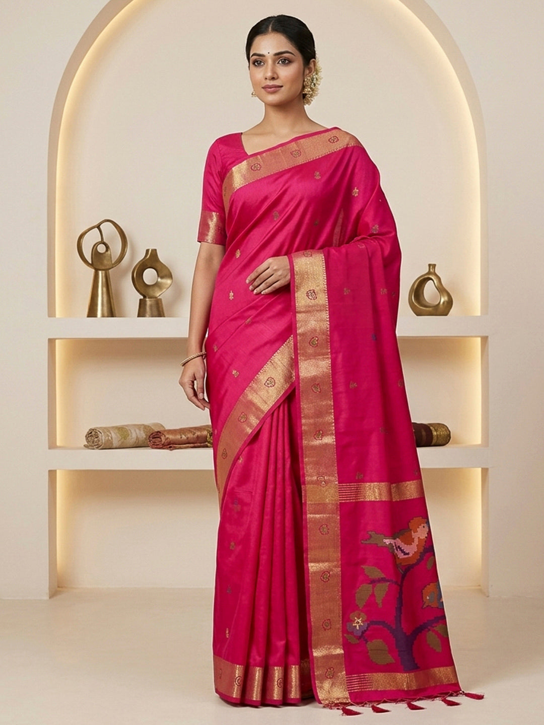 Rani Cotton Blend Woven Saree