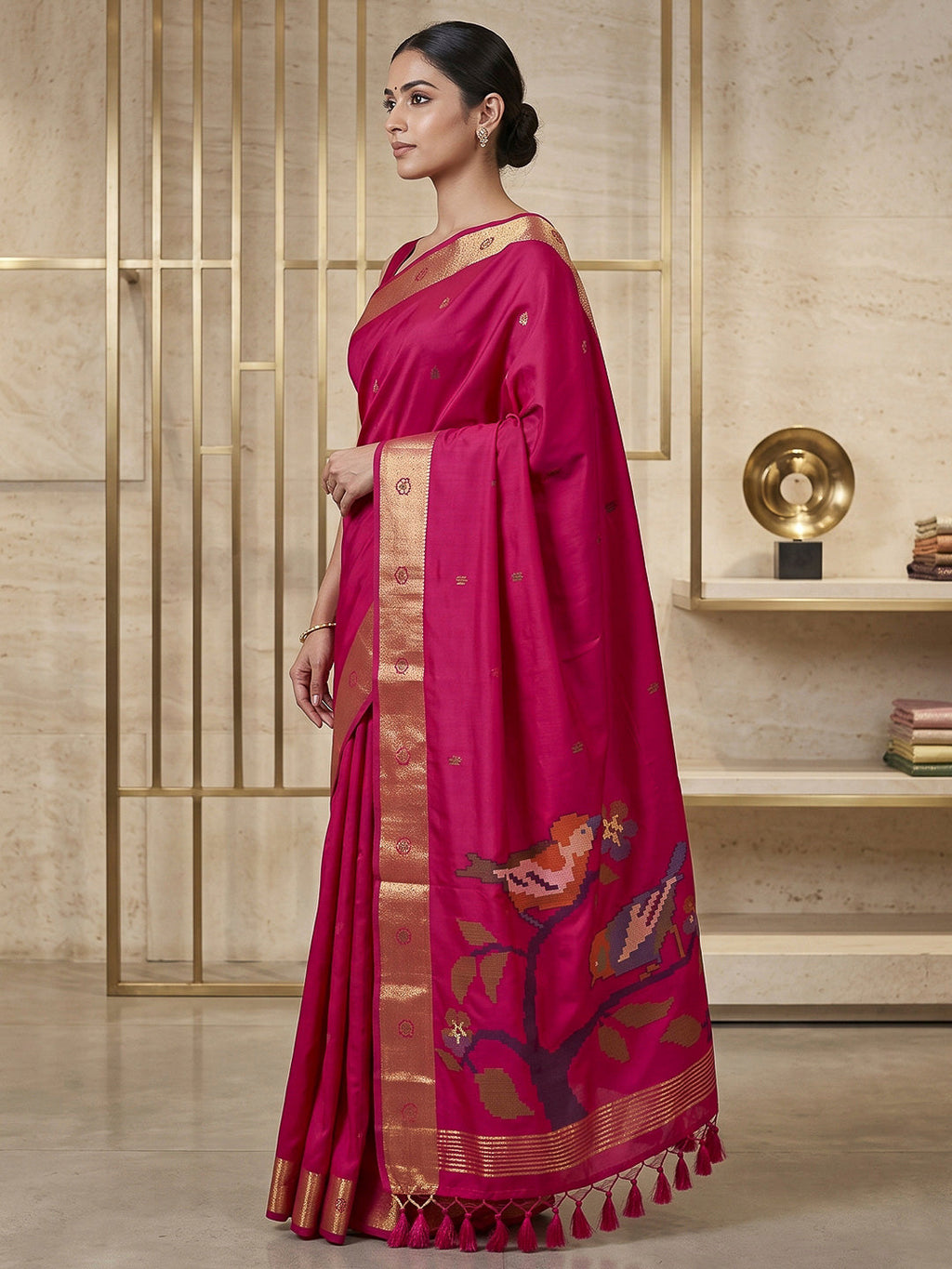 Rani Cotton Blend Woven Saree