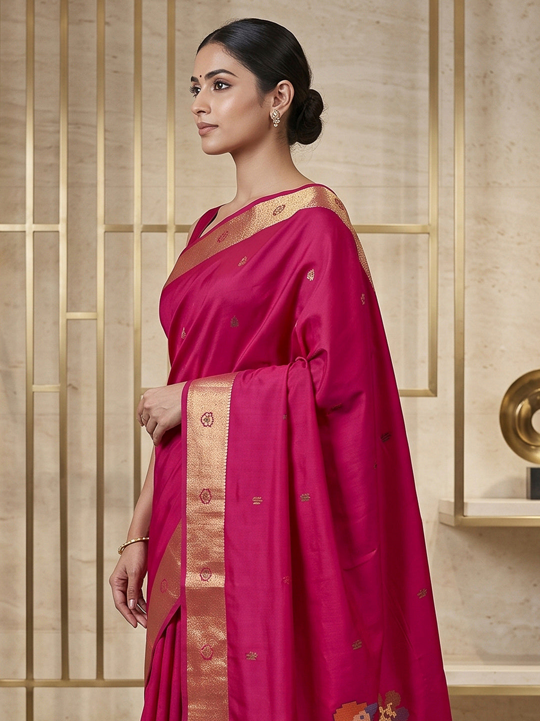 Rani Cotton Blend Woven Saree