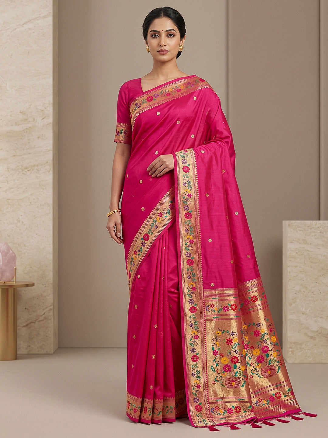 Rani Cotton Blend Woven Saree