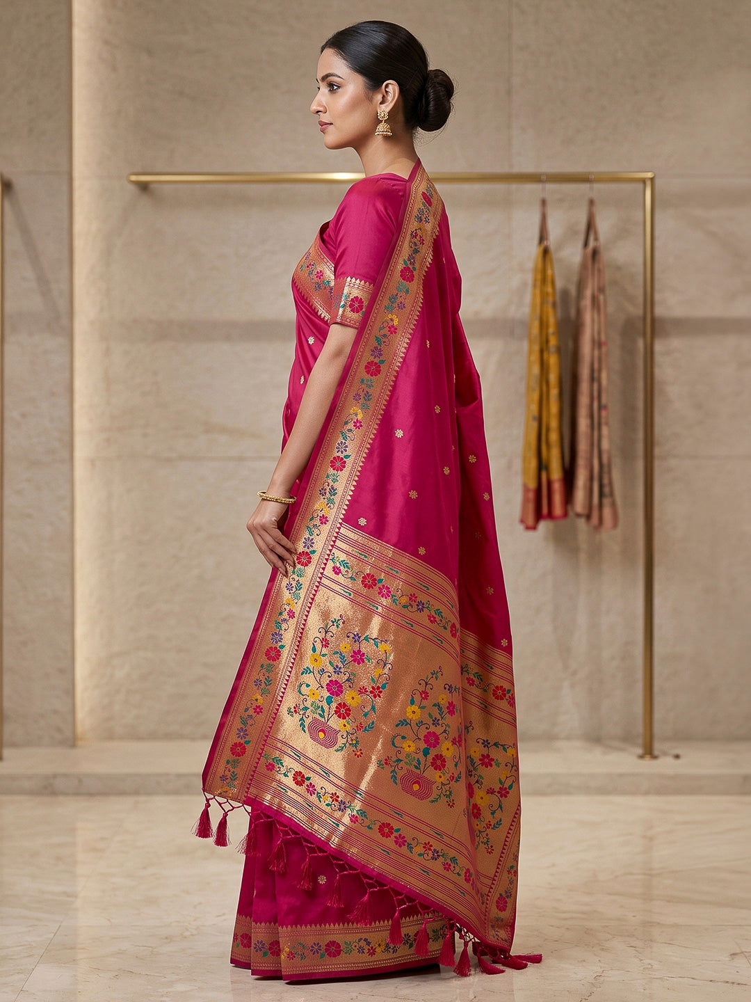 Rani Cotton Blend Woven Saree