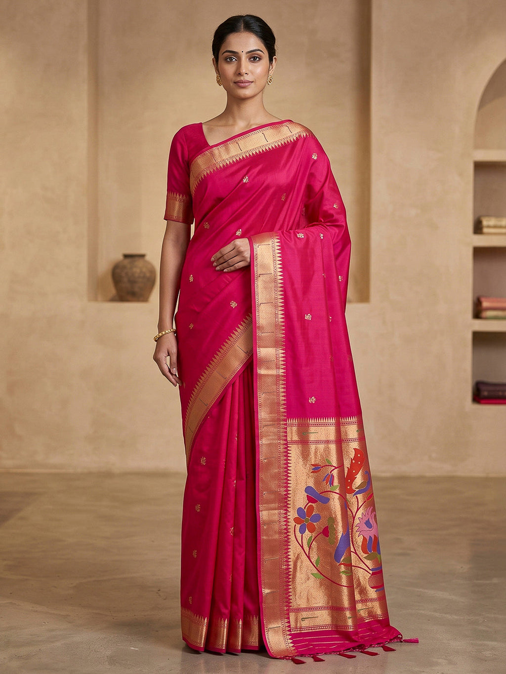 Rani Cotton Blend Woven Saree