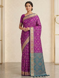 Purple Cotton Blend Woven Saree