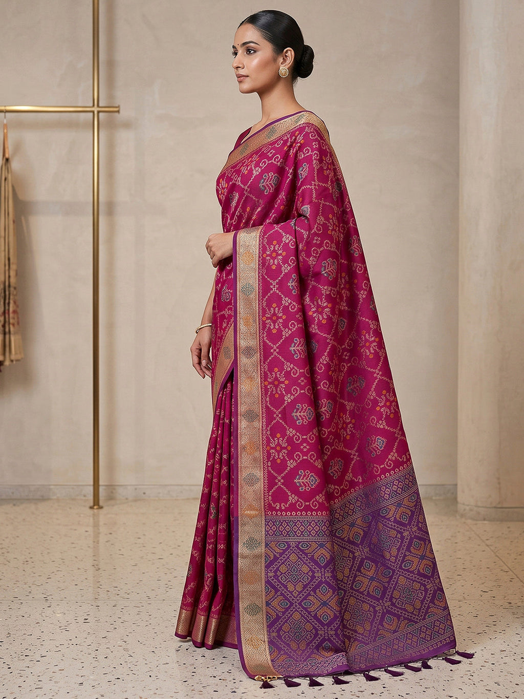 Rani Cotton Blend Woven Saree