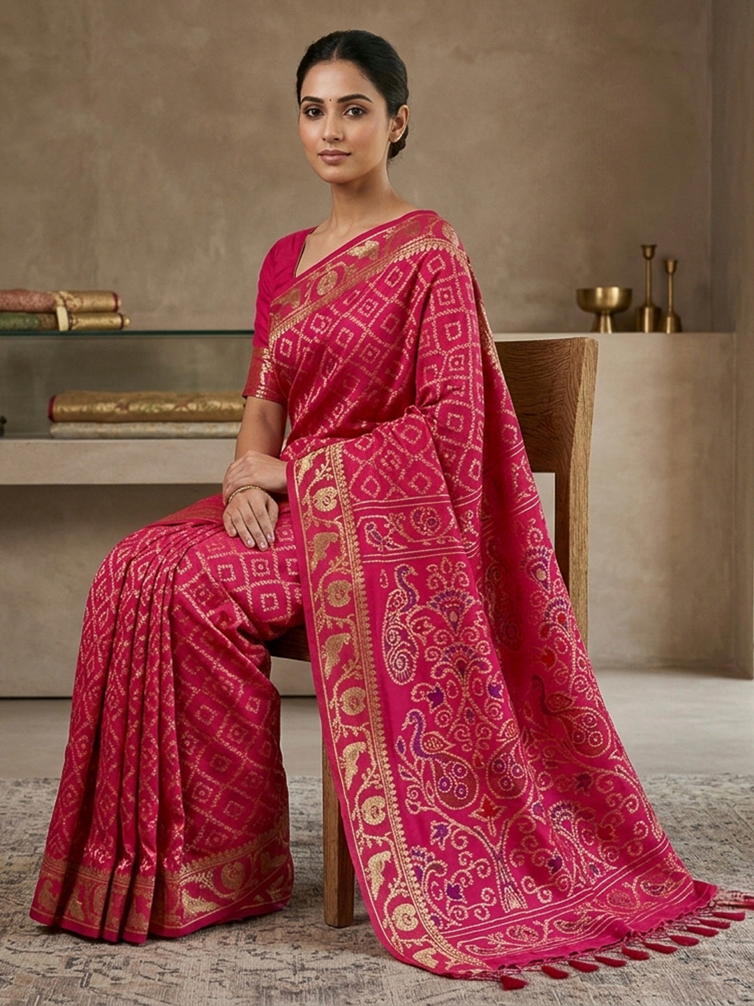 Rani Cotton Blend Woven Saree