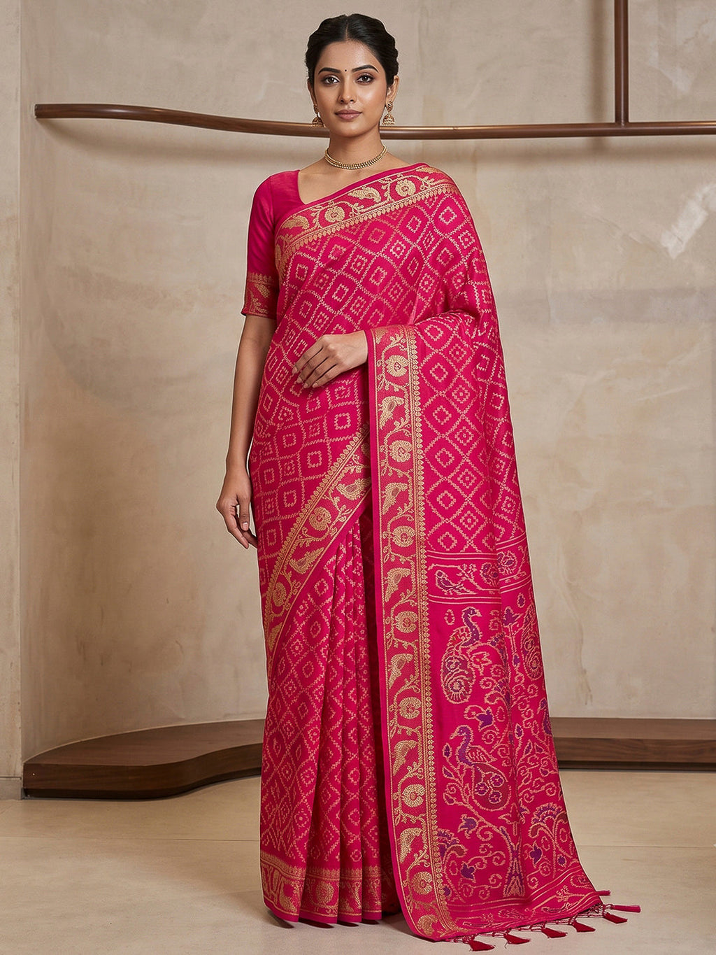 Rani Cotton Blend Woven Saree