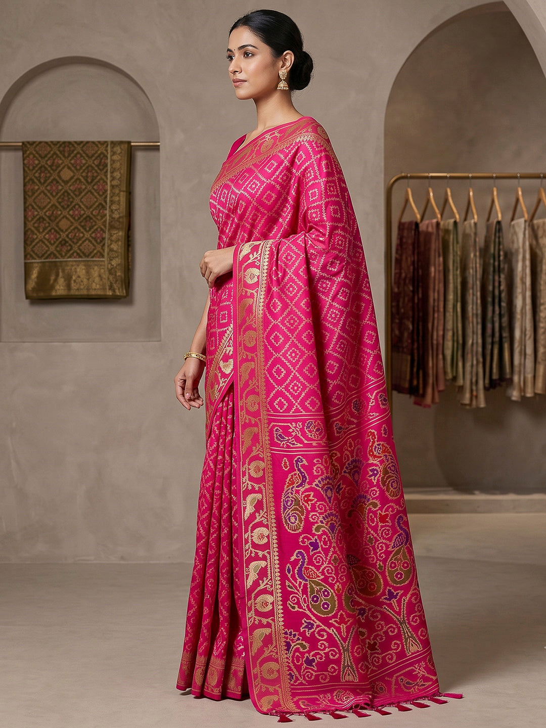 Rani Cotton Blend Woven Saree