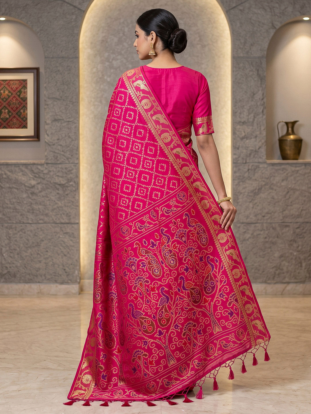 Rani Cotton Blend Woven Saree