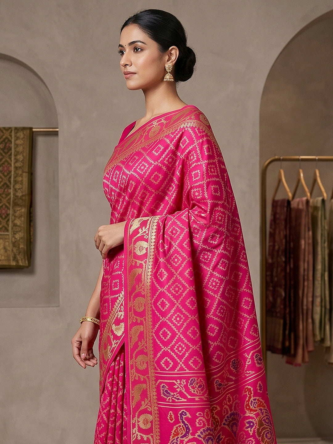 Rani Cotton Blend Woven Saree