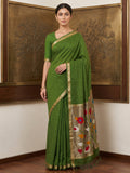 Mint-Green Cotton Blend Woven Saree