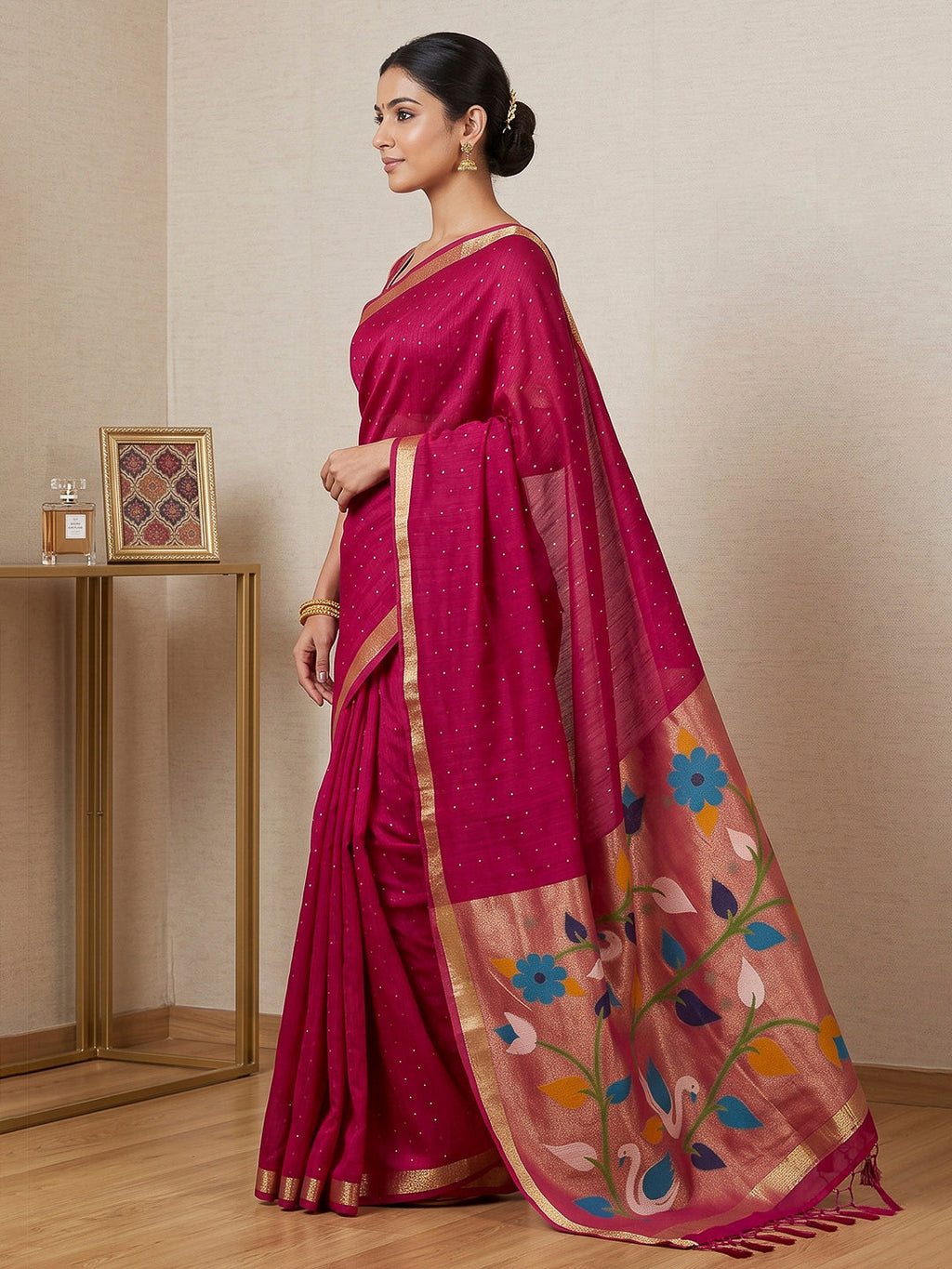 Rani Cotton Blend Woven Saree