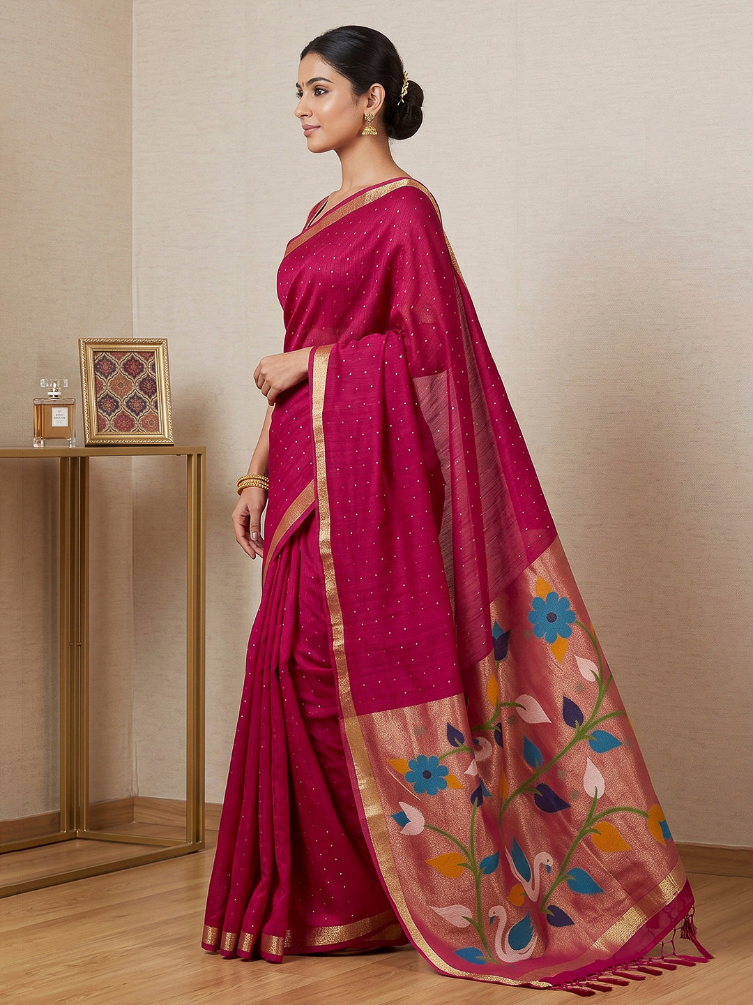 Rani Cotton Blend Woven Saree