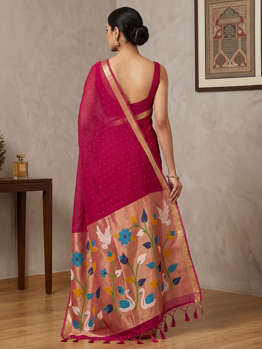 Rani Cotton Blend Woven Saree