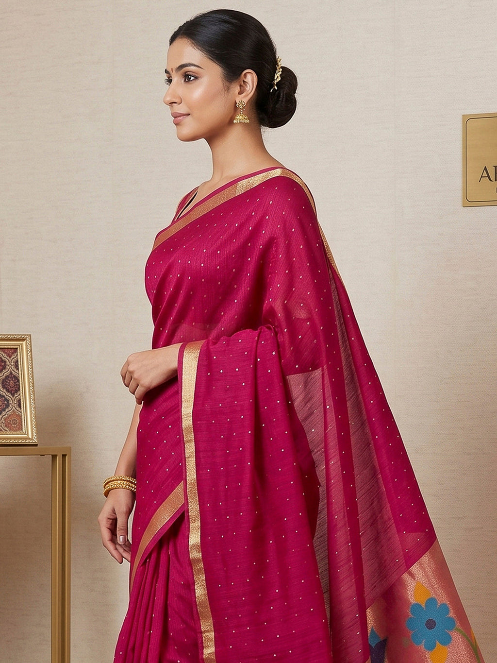 Rani Cotton Blend Woven Saree