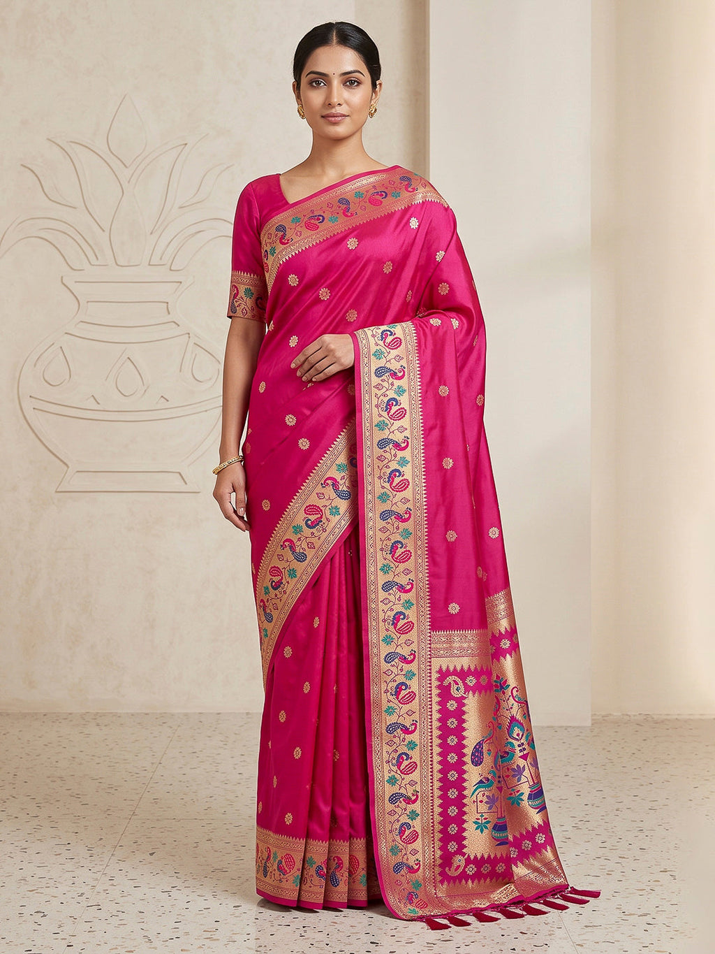 Rani Cotton Blend Woven Saree