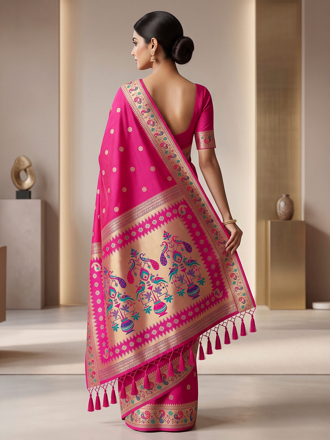 Rani Cotton Blend Woven Saree