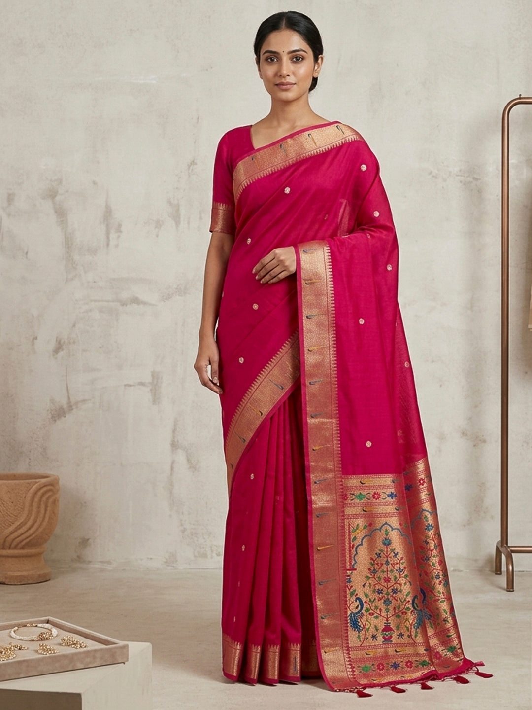 Rani Cotton Blend Woven Saree