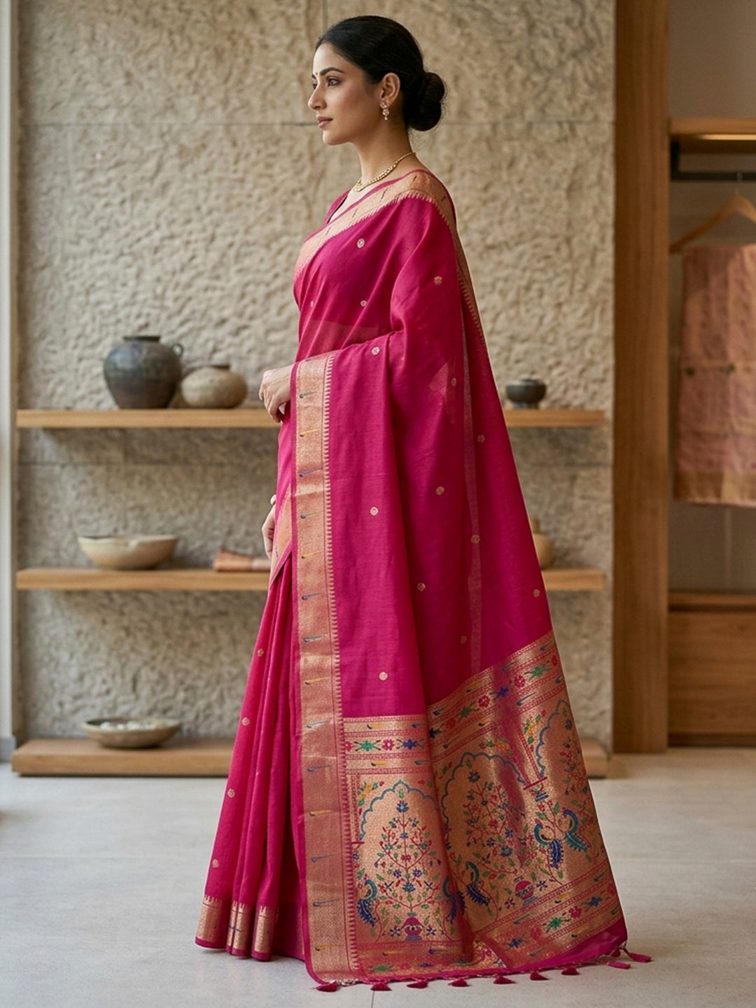 Rani Cotton Blend Woven Saree