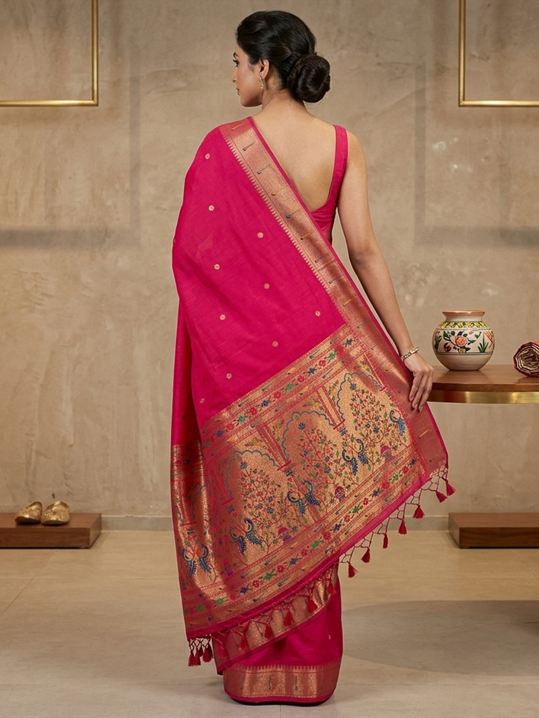 Rani Cotton Blend Woven Saree