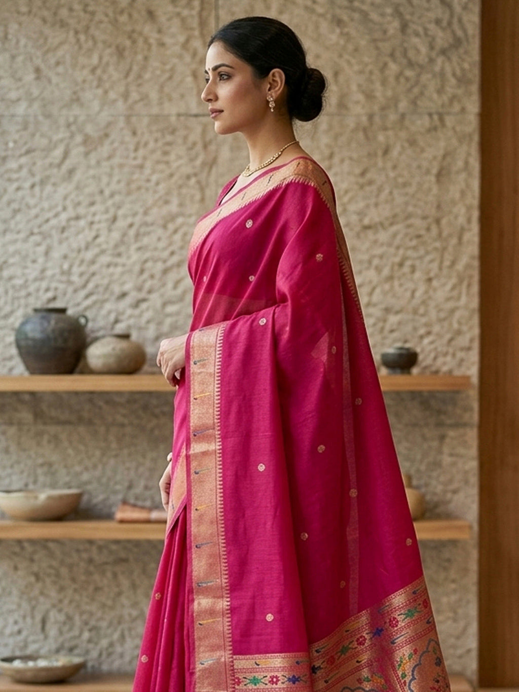 Rani Cotton Blend Woven Saree