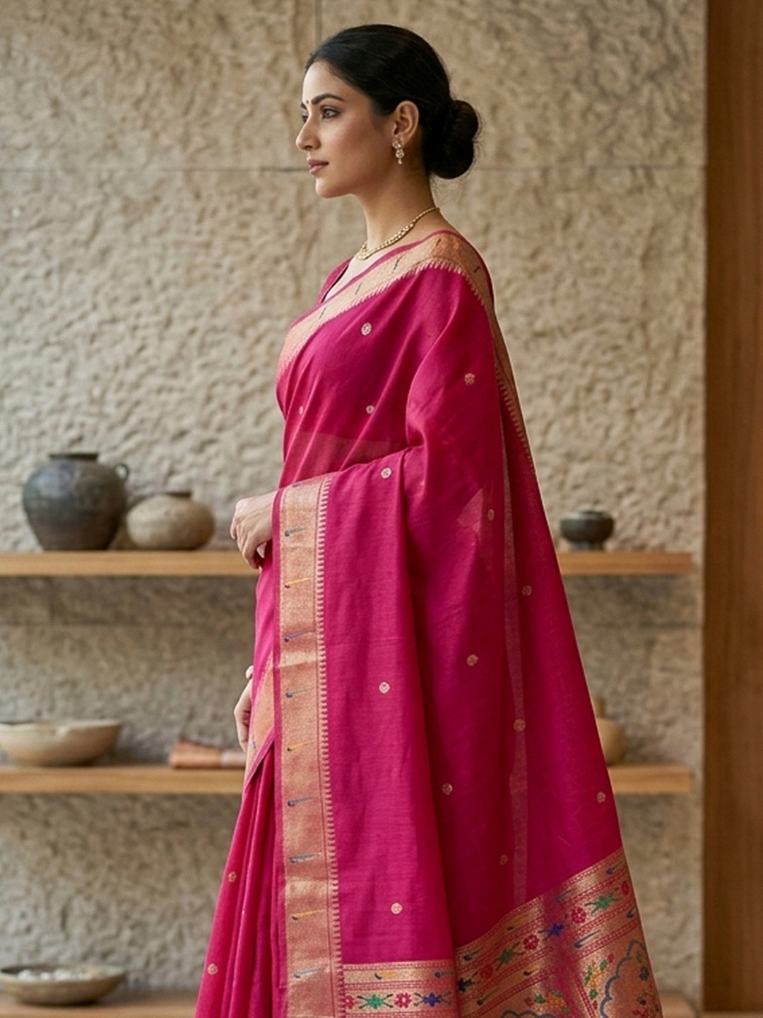 Rani Cotton Blend Woven Saree