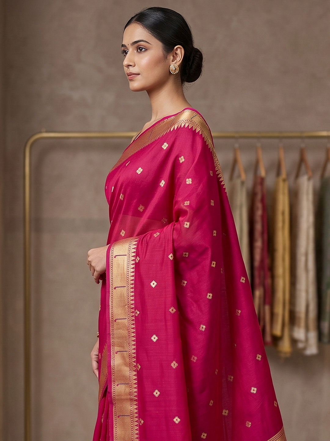 Rani Cotton Blend Woven Saree