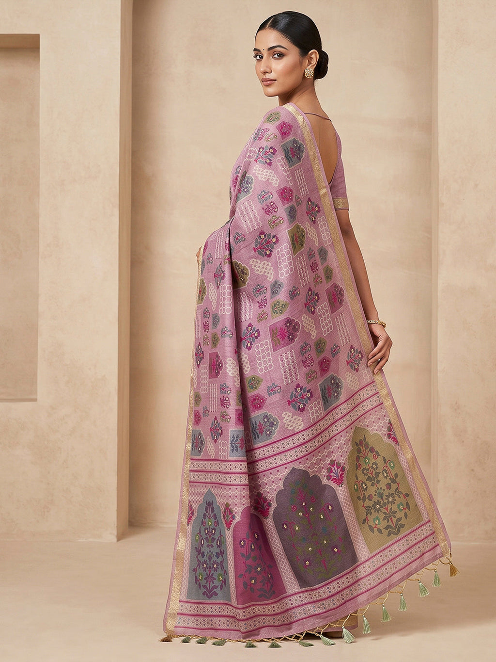 Lavender Cotton Blend Woven Saree