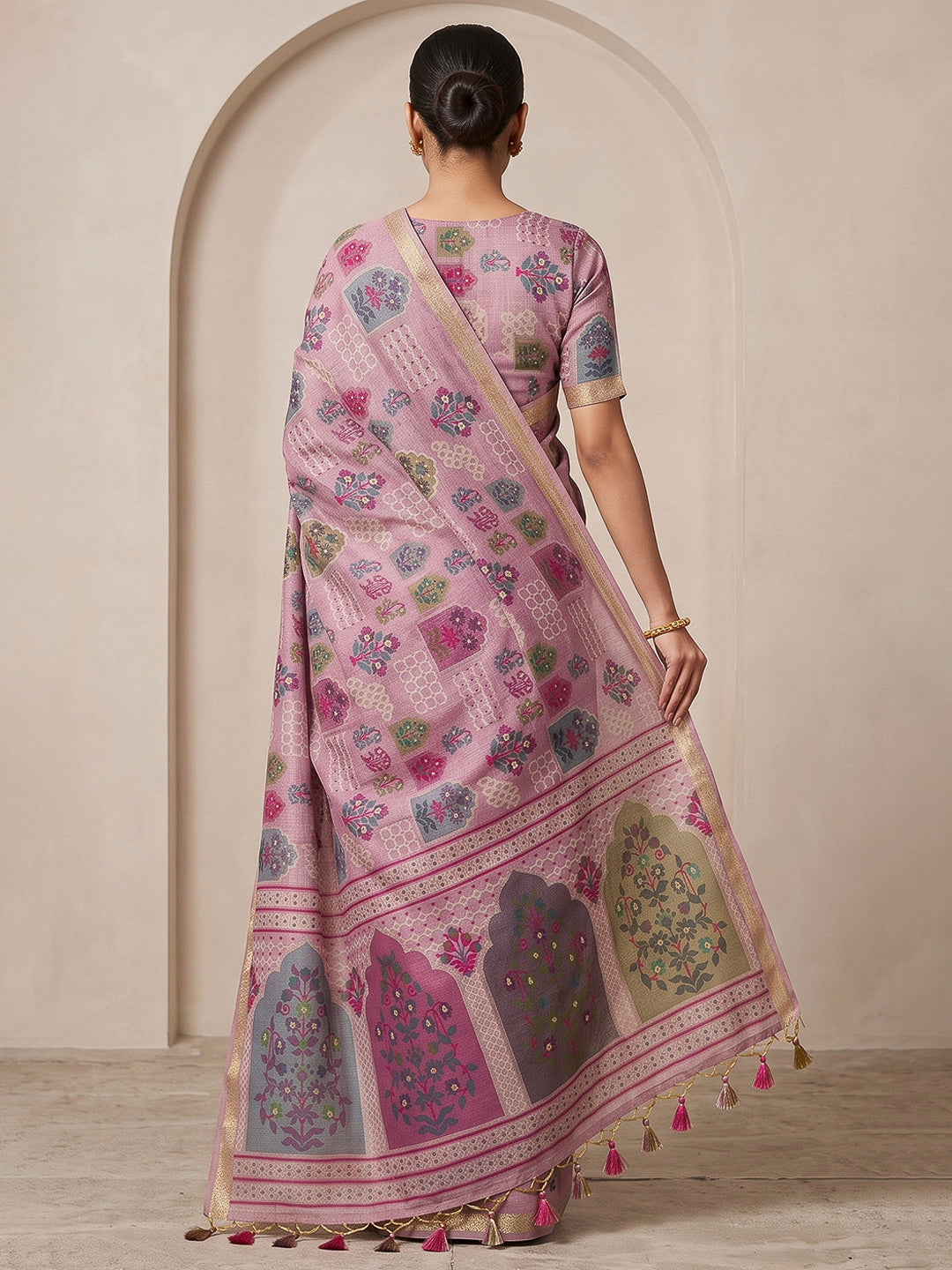 Lavender Cotton Blend Woven Saree