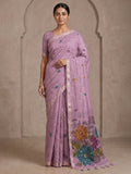 Lavender Cotton Blend Woven Saree